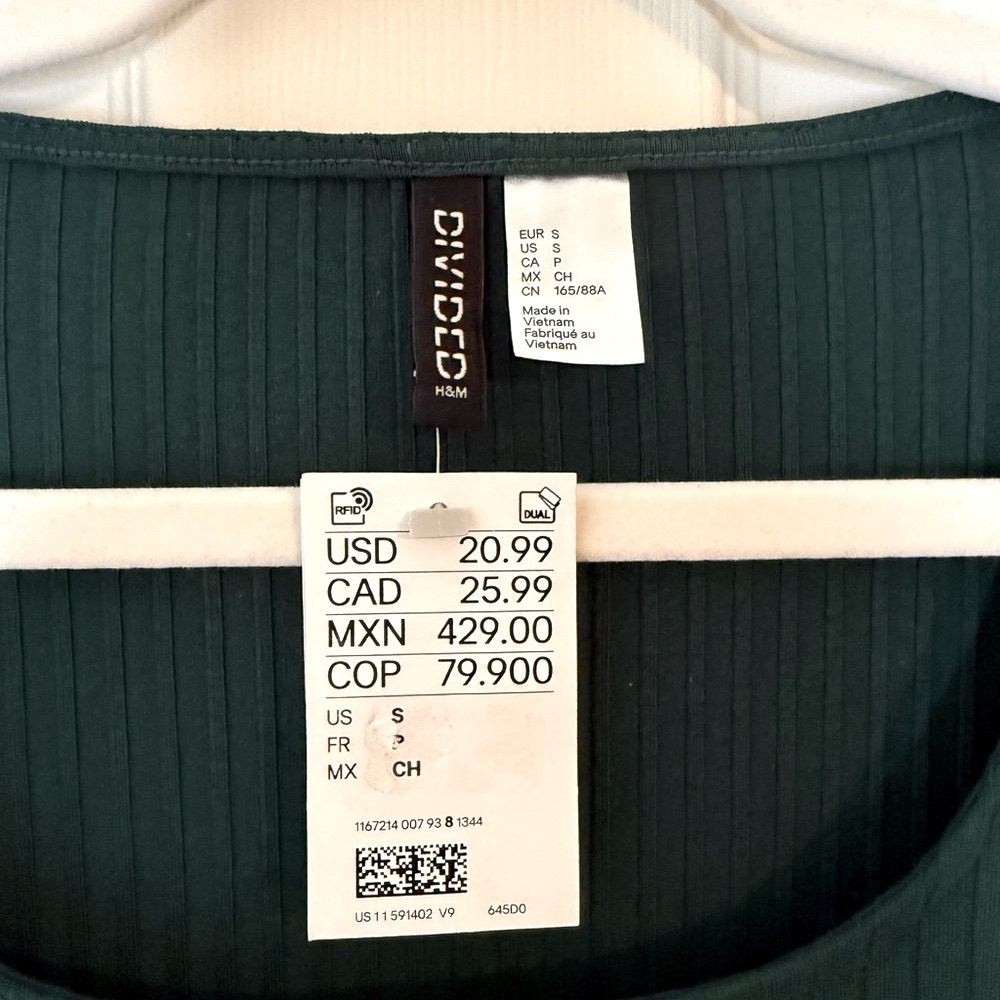 H&M Divided Ribbed Dark Green Top - Picture 4 of 5